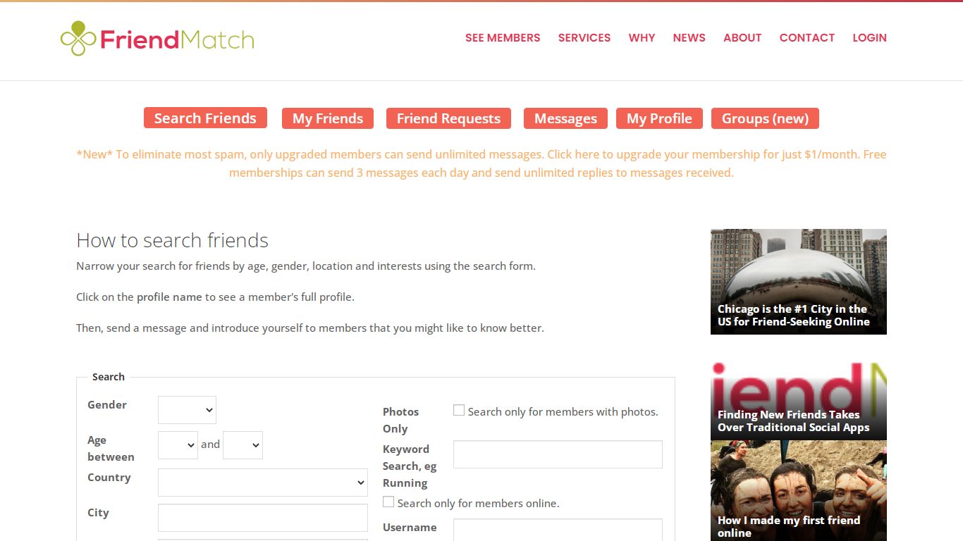 How to search friends - FriendMatch