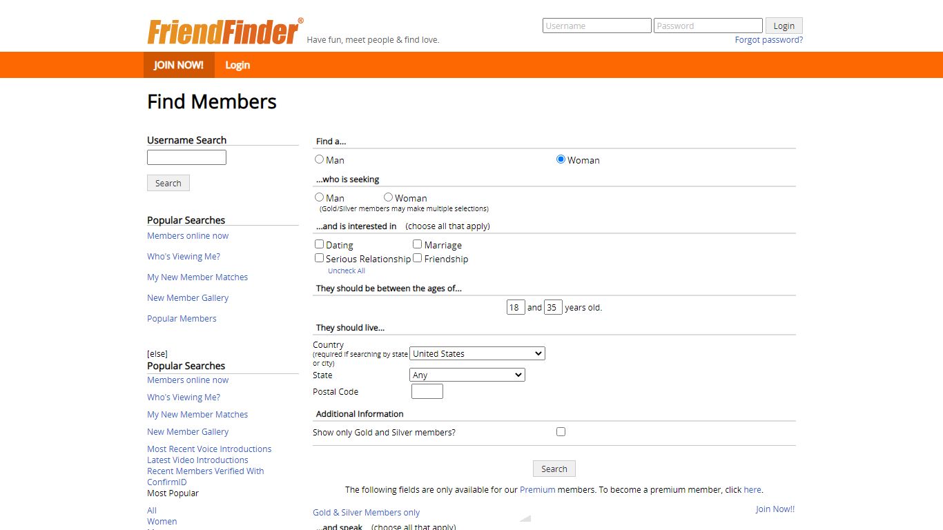 Search All 72,782 Members - FriendFinder